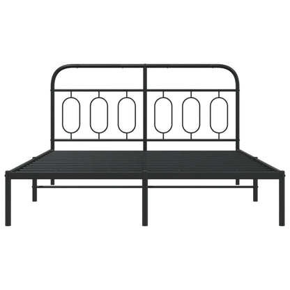 vidaXL Metal Bed Frame without Mattress with Headboard Black 140x190cm