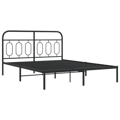 vidaXL Metal Bed Frame without Mattress with Headboard Black 140x200cm
