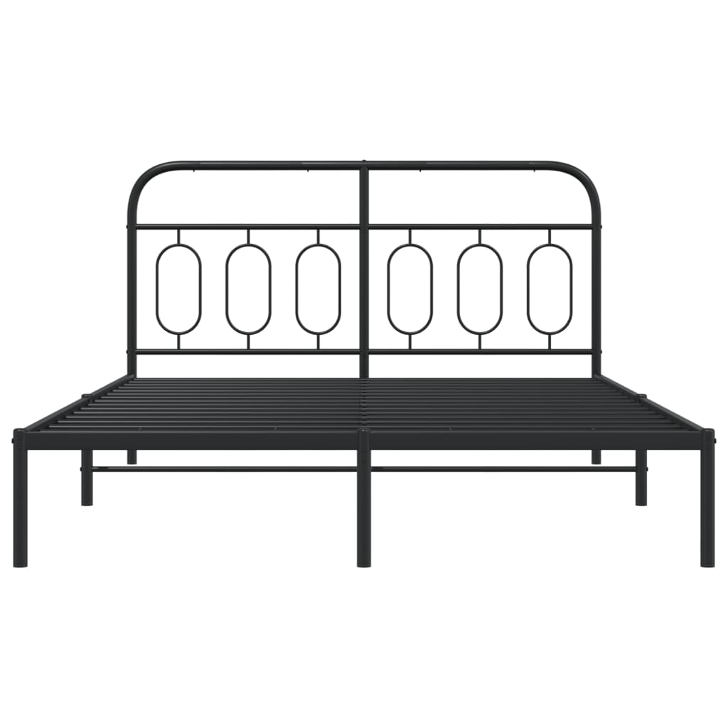 vidaXL Metal Bed Frame without Mattress with Headboard Black 140x200cm