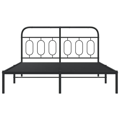 vidaXL Metal Bed Frame without Mattress with Headboard Black 140x200cm