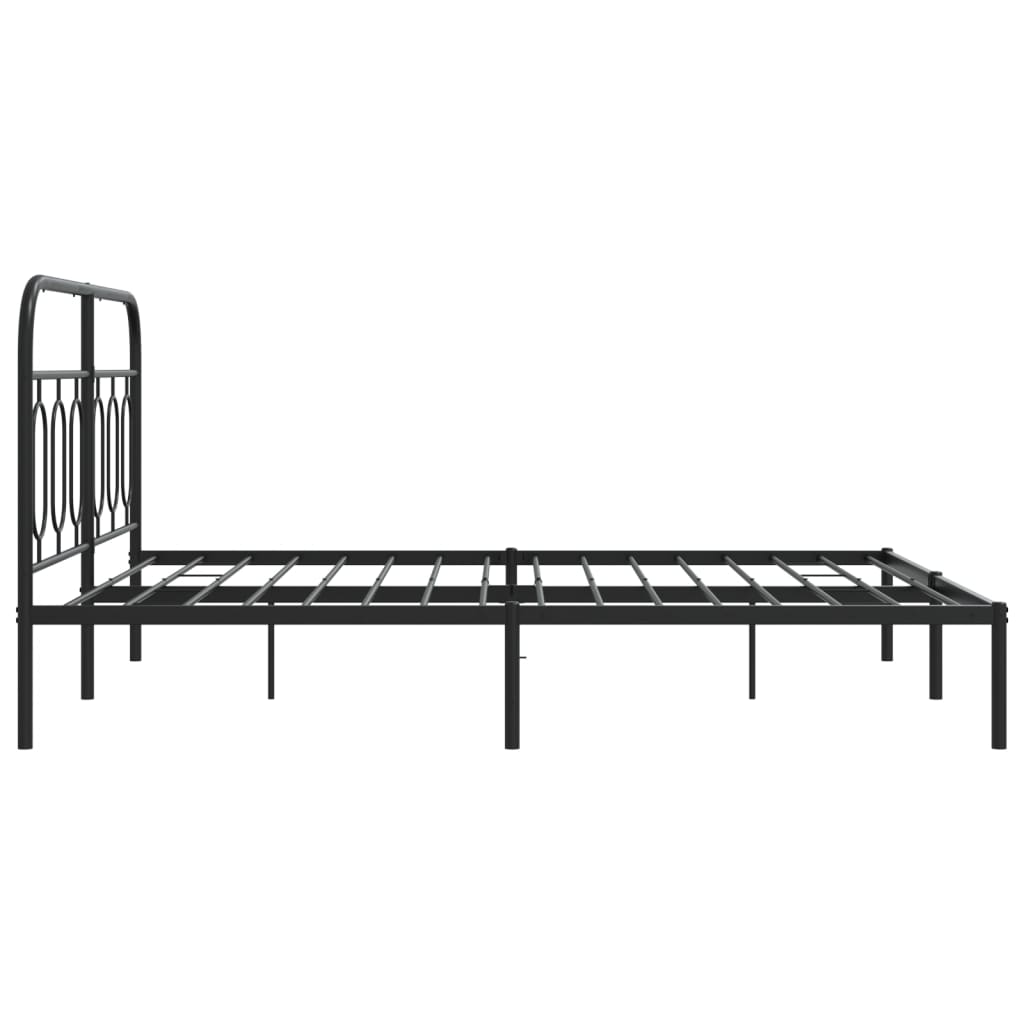 vidaXL Metal Bed Frame without Mattress with Headboard Black 140x200cm