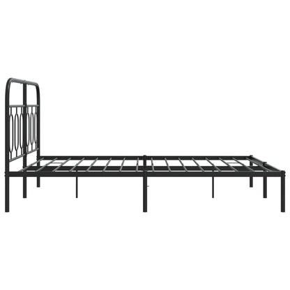 vidaXL Metal Bed Frame without Mattress with Headboard Black 140x200cm