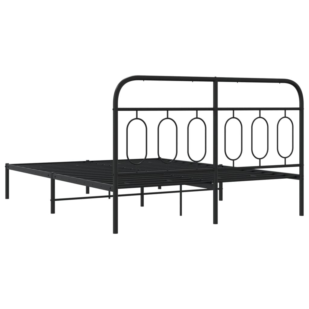 vidaXL Metal Bed Frame without Mattress with Headboard Black 140x200cm