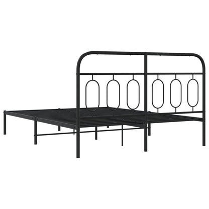 vidaXL Metal Bed Frame without Mattress with Headboard Black 140x200cm