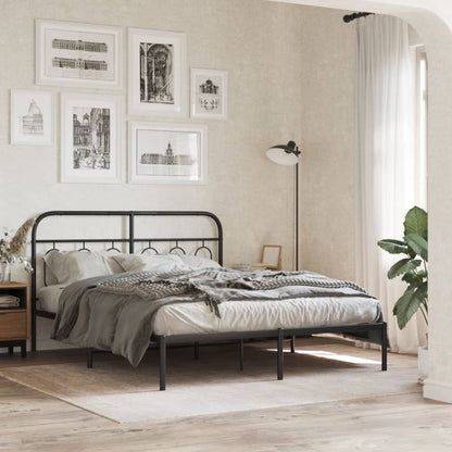 vidaXL Metal Bed Frame without Mattress with Headboard Black 140x200cm