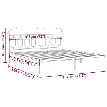 vidaXL Metal Bed Frame without Mattress with Headboard Black 183x213cm