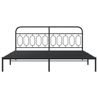 vidaXL Metal Bed Frame without Mattress with Headboard Black 200x200cm