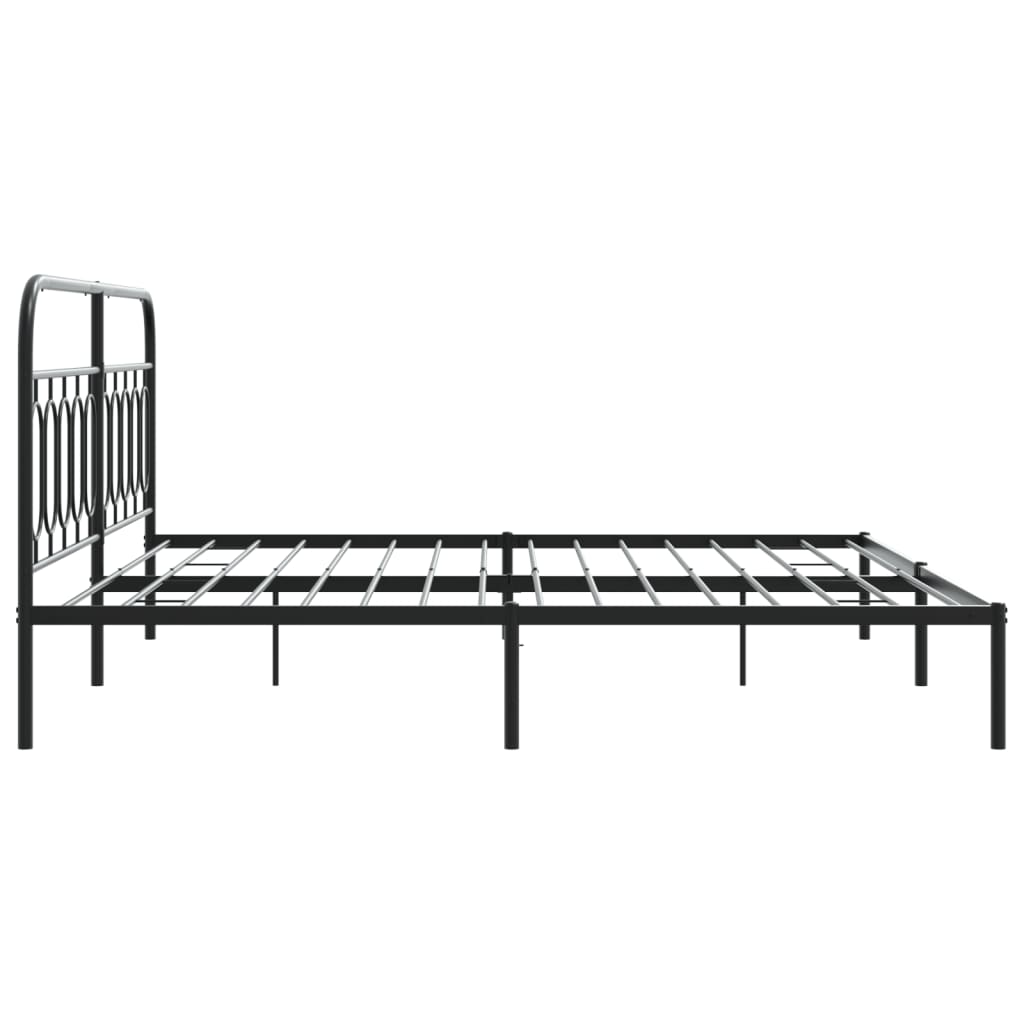 vidaXL Metal Bed Frame without Mattress with Headboard Black 200x200cm