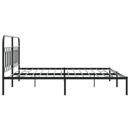 vidaXL Metal Bed Frame without Mattress with Headboard Black 200x200cm