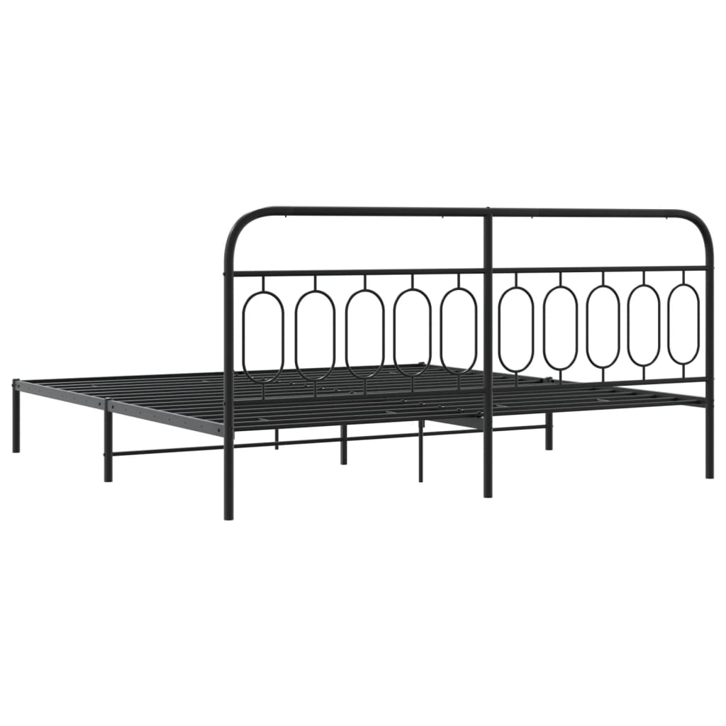 vidaXL Metal Bed Frame without Mattress with Headboard Black 200x200cm