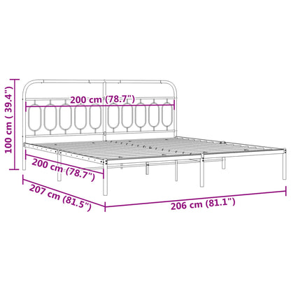 vidaXL Metal Bed Frame without Mattress with Headboard Black 200x200cm