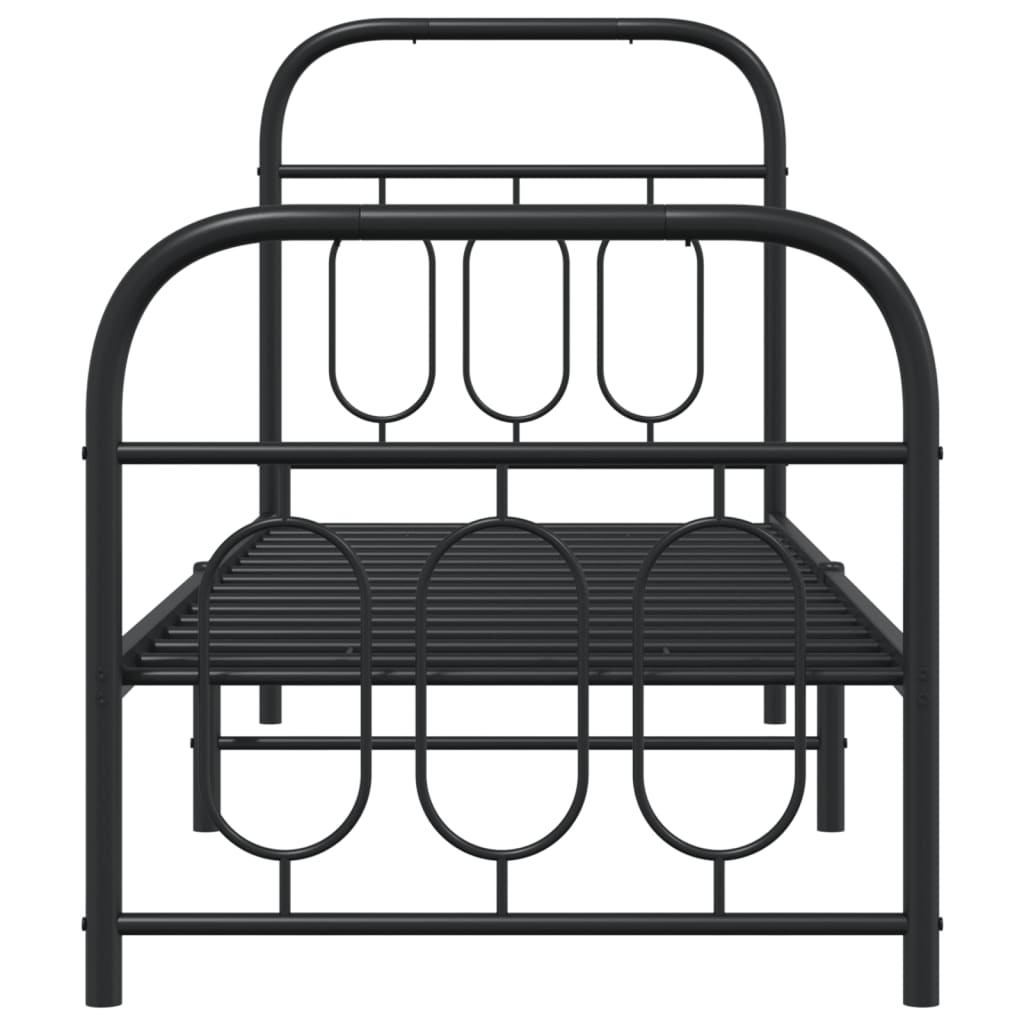 vidaXL Metal Bed Frame without Mattress with Footboard Black 75x190cm