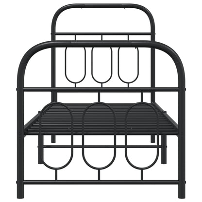 vidaXL Metal Bed Frame without Mattress with Footboard Black 75x190cm