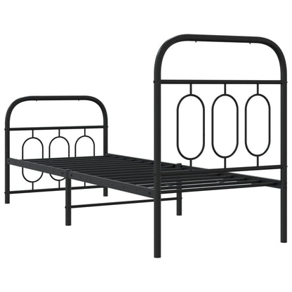 vidaXL Metal Bed Frame without Mattress with Footboard Black 75x190cm