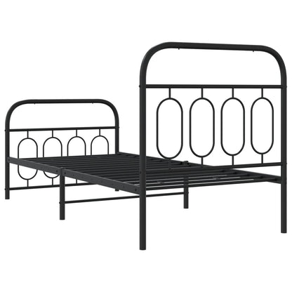 vidaXL Metal Bed Frame without Mattress with Footboard Black 80x200cm