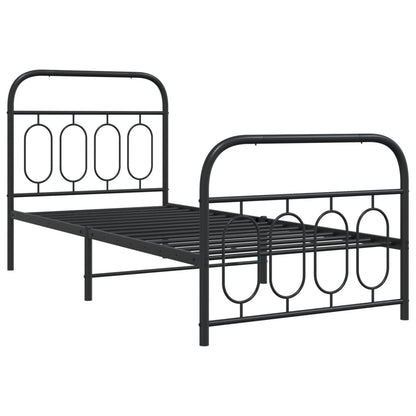 vidaXL Metal Bed Frame without Mattress with Footboard Black 90x200cm
