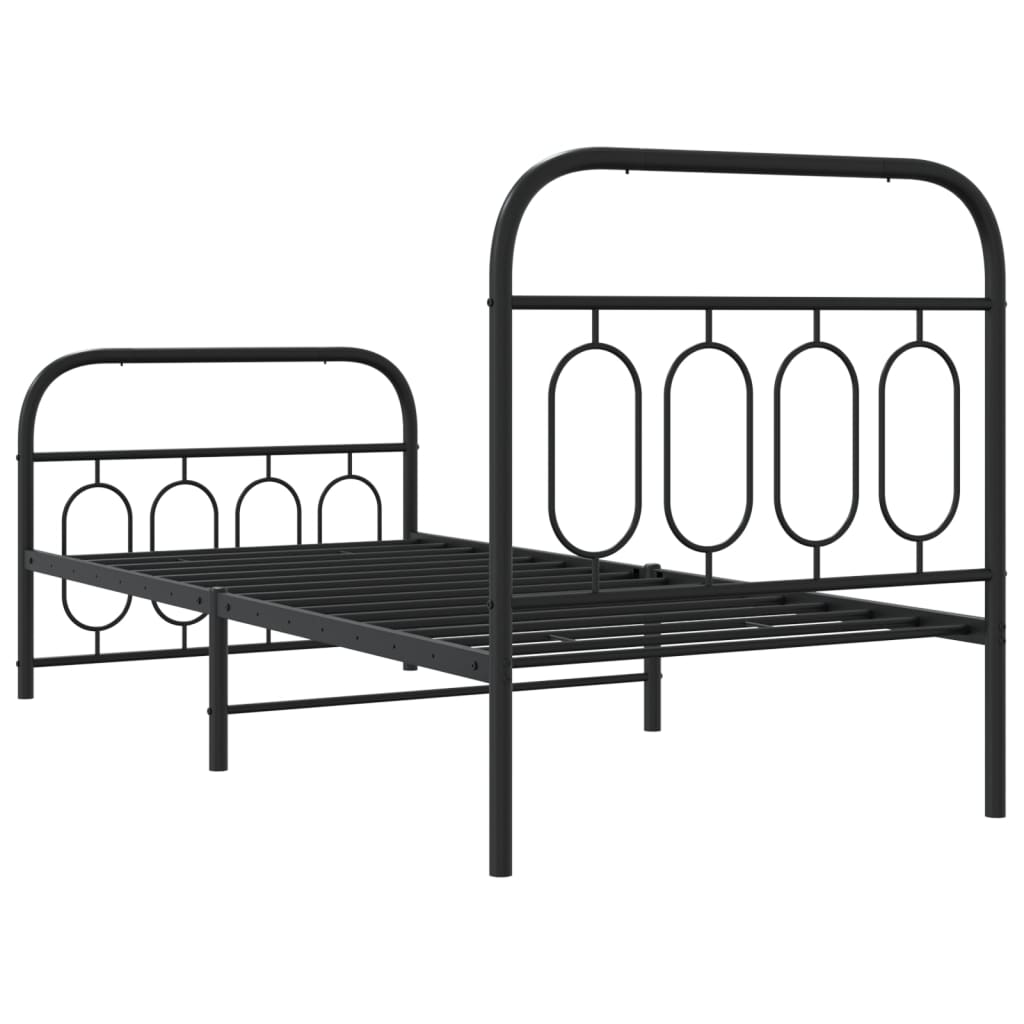 vidaXL Metal Bed Frame without Mattress with Footboard Black 90x200cm