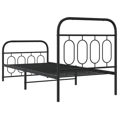 vidaXL Metal Bed Frame without Mattress with Footboard Black 90x200cm