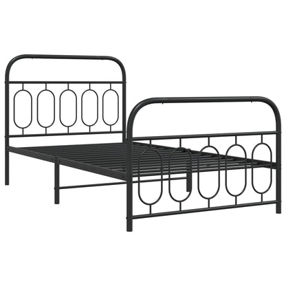 vidaXL Metal Bed Frame without Mattress with Footboard Black 107x203cm