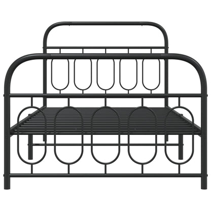 vidaXL Metal Bed Frame without Mattress with Footboard Black 107x203cm