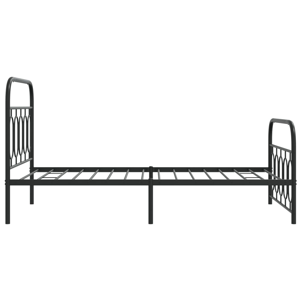 vidaXL Metal Bed Frame without Mattress with Footboard Black 107x203cm