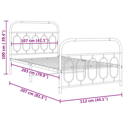vidaXL Metal Bed Frame without Mattress with Footboard Black 107x203cm