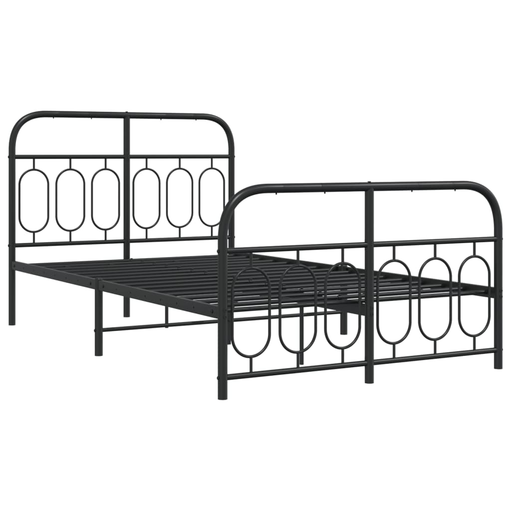vidaXL Metal Bed Frame without Mattress with Footboard Black 120x190cm