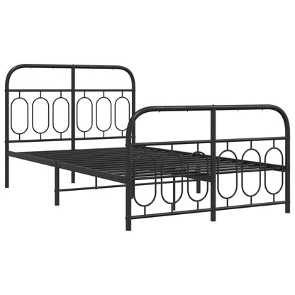 vidaXL Metal Bed Frame without Mattress with Footboard Black 120x190cm