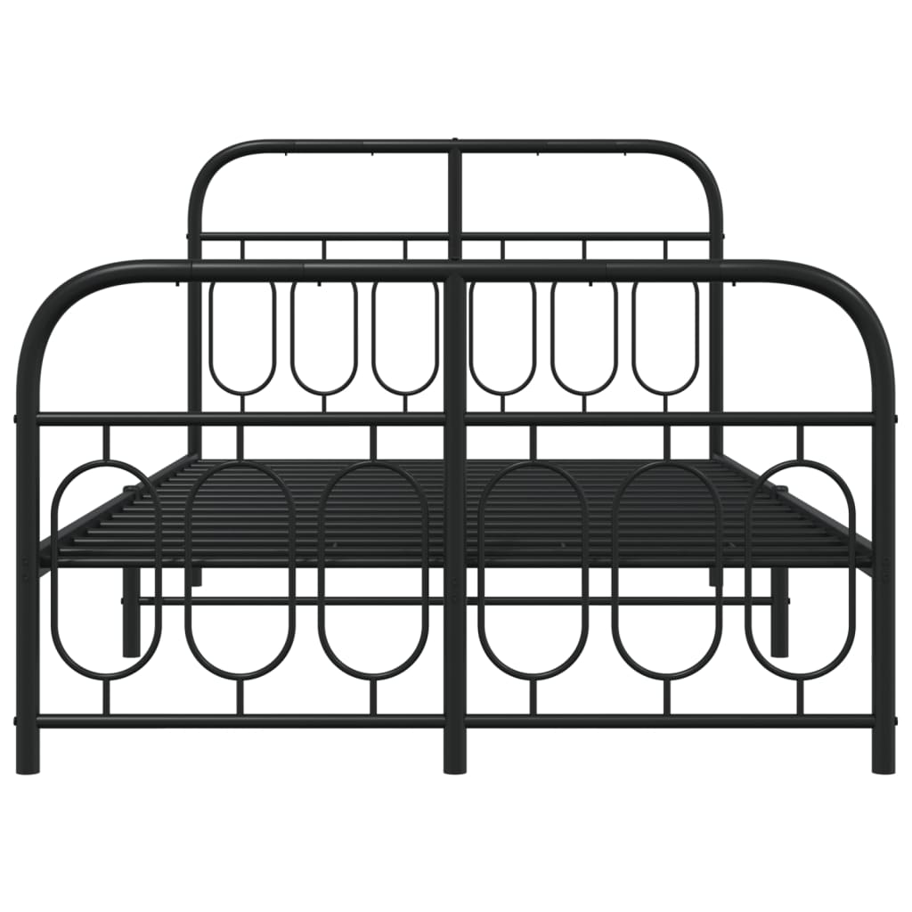 vidaXL Metal Bed Frame without Mattress with Footboard Black 120x190cm