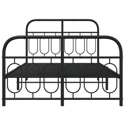 vidaXL Metal Bed Frame without Mattress with Footboard Black 120x190cm