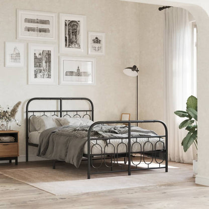vidaXL Metal Bed Frame without Mattress with Footboard Black 120x190cm