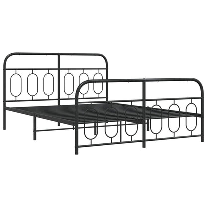 vidaXL Metal Bed Frame without Mattress with Footboard Black 135x190cm