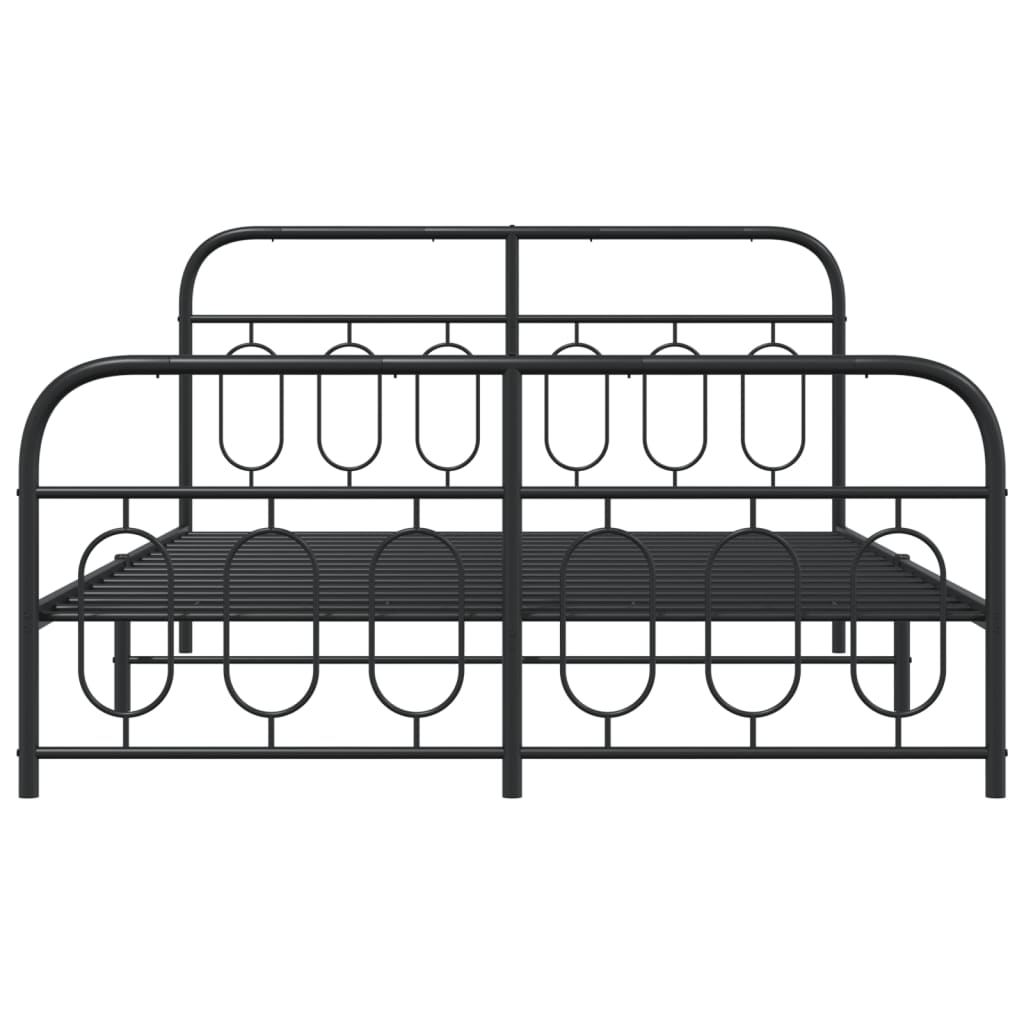 vidaXL Metal Bed Frame without Mattress with Footboard Black 135x190cm