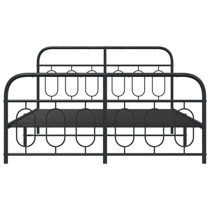 vidaXL Metal Bed Frame without Mattress with Footboard Black 135x190cm