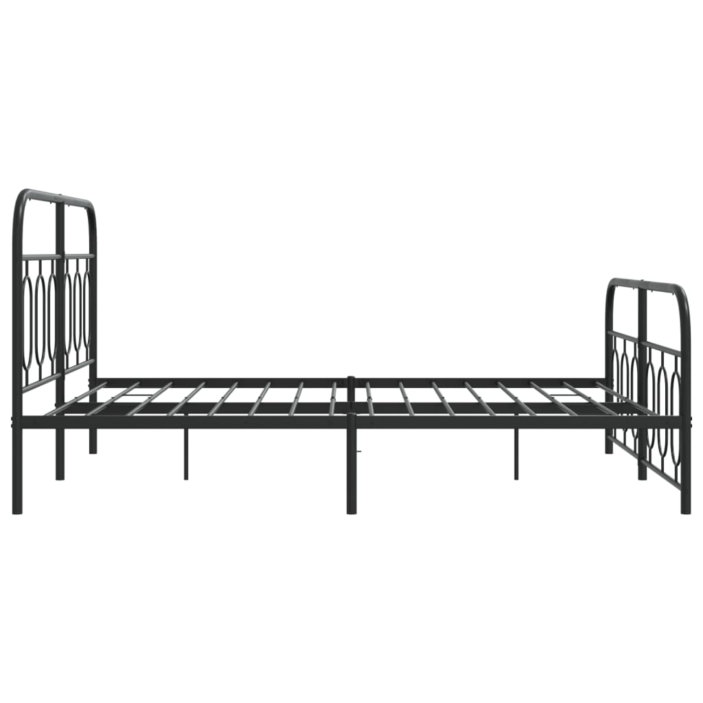 vidaXL Metal Bed Frame without Mattress with Footboard Black 135x190cm