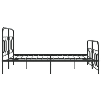 vidaXL Metal Bed Frame without Mattress with Footboard Black 135x190cm