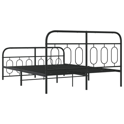 vidaXL Metal Bed Frame without Mattress with Footboard Black 135x190cm