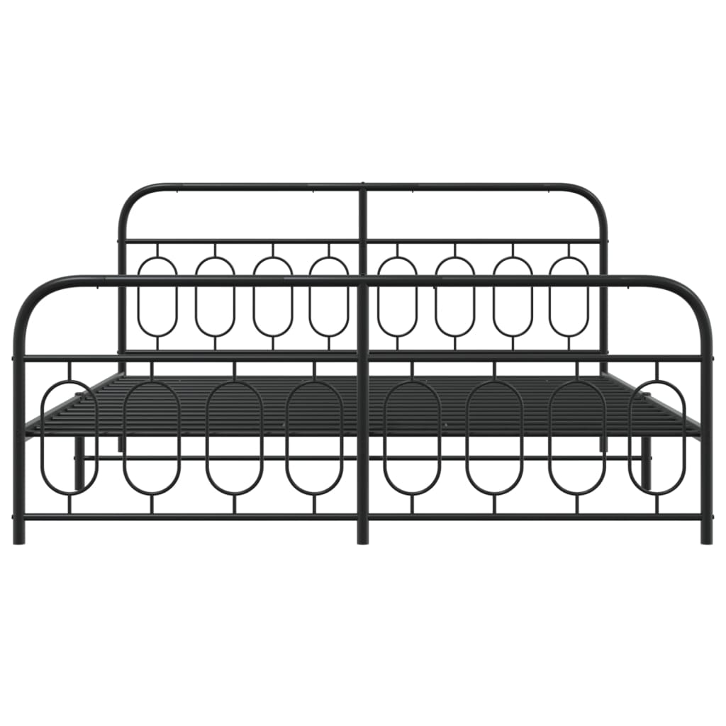 vidaXL Metal Bed Frame without Mattress with Footboard Black 183x213cm