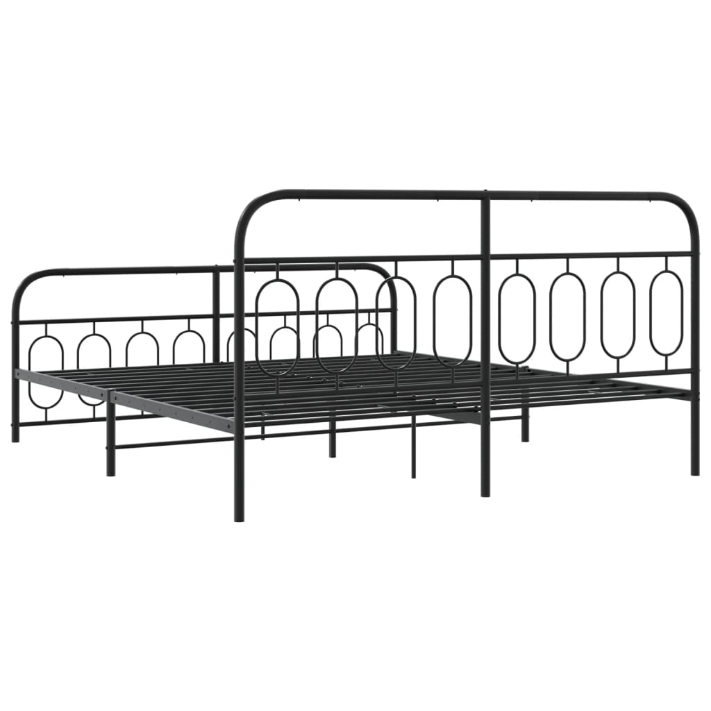 vidaXL Metal Bed Frame without Mattress with Footboard Black 183x213cm