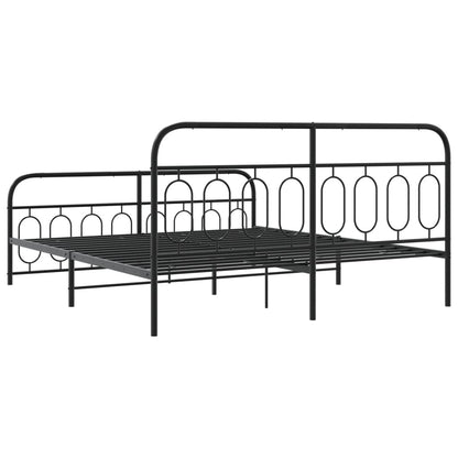 vidaXL Metal Bed Frame without Mattress with Footboard Black 183x213cm