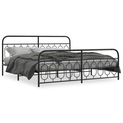 vidaXL Metal Bed Frame without Mattress with Footboard Black 200x200cm