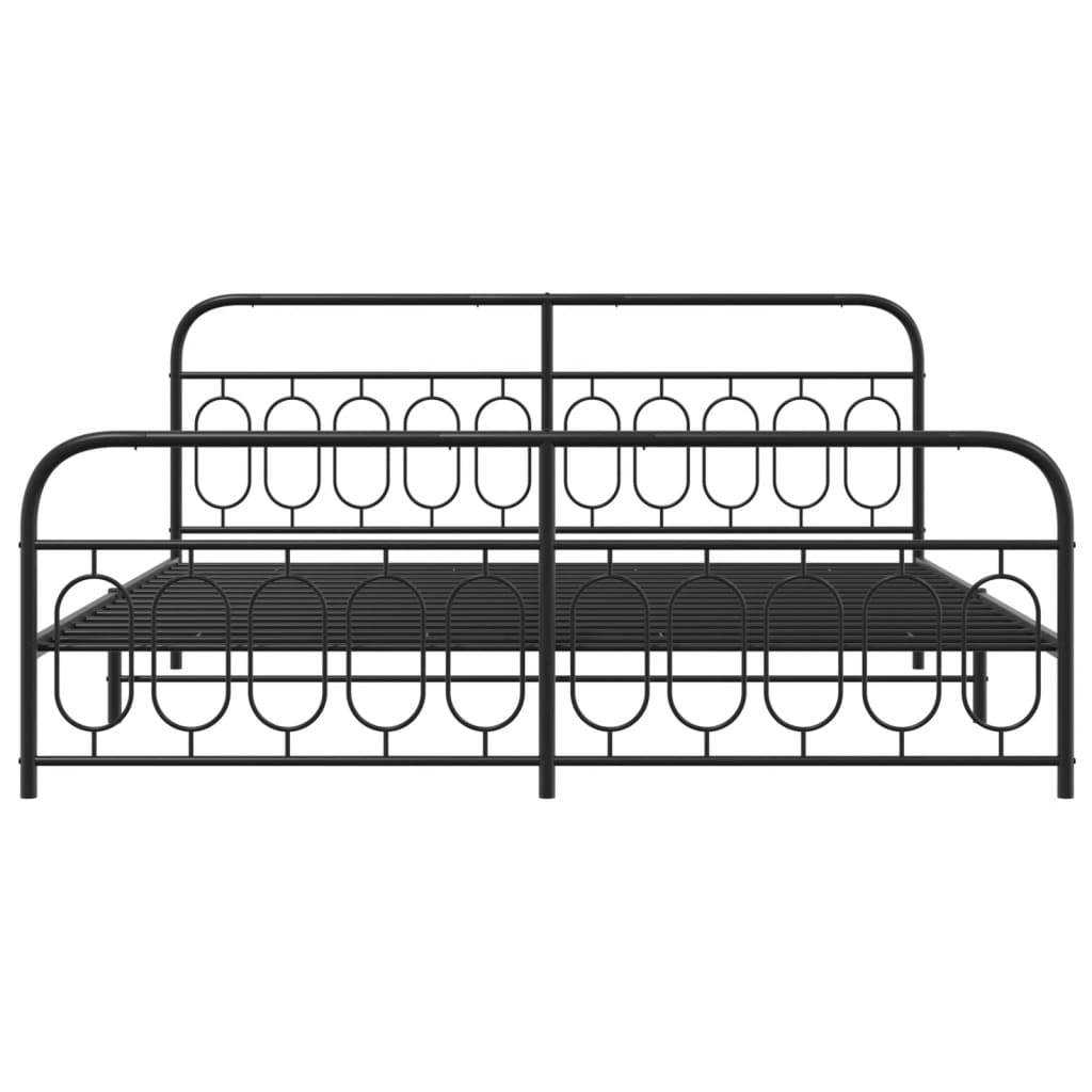 vidaXL Metal Bed Frame without Mattress with Footboard Black 200x200cm