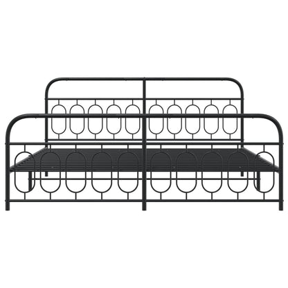 vidaXL Metal Bed Frame without Mattress with Footboard Black 200x200cm