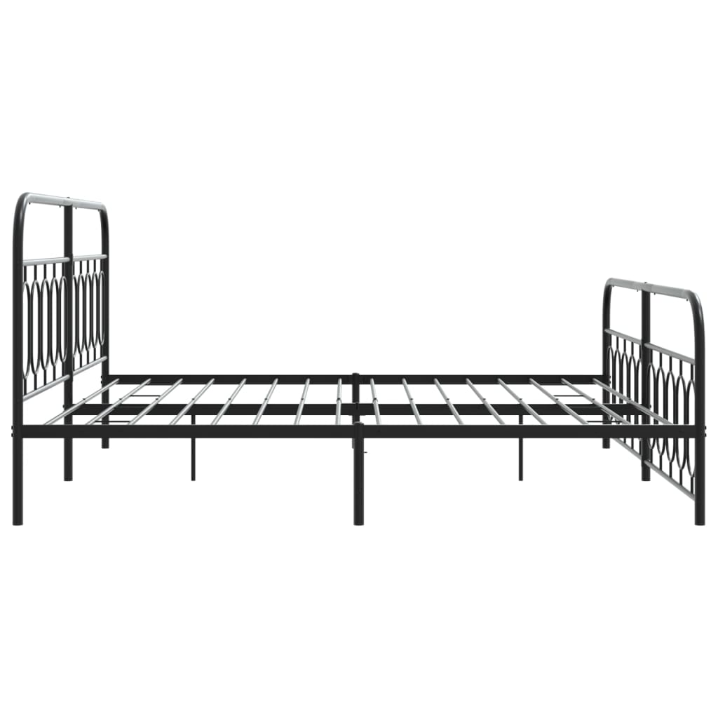 vidaXL Metal Bed Frame without Mattress with Footboard Black 200x200cm