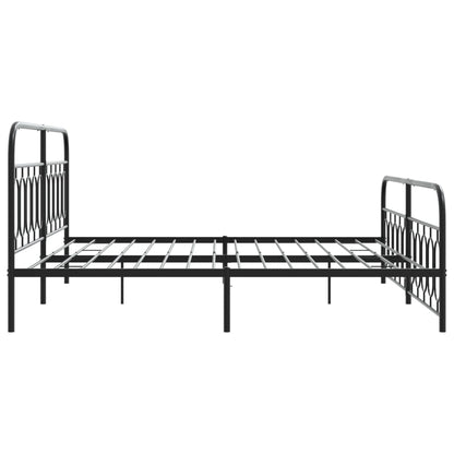 vidaXL Metal Bed Frame without Mattress with Footboard Black 200x200cm