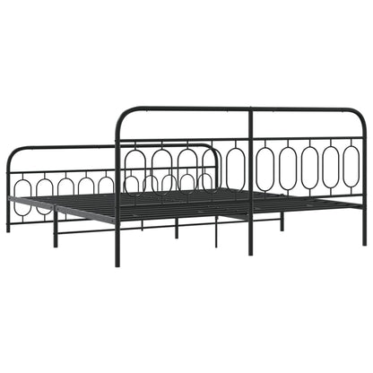 vidaXL Metal Bed Frame without Mattress with Footboard Black 200x200cm