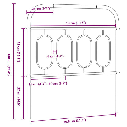 vidaXL Metal Replace Headboard Black 80 cm