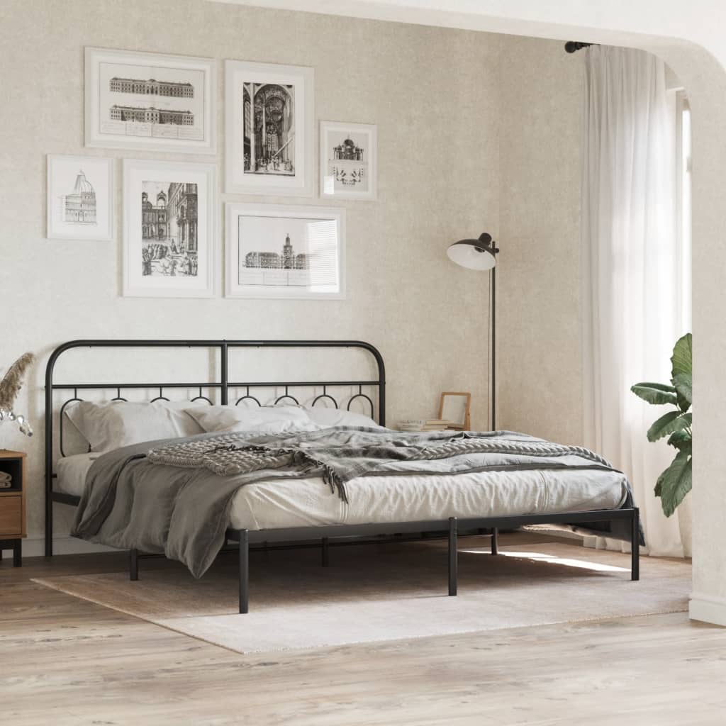 vidaXL Metal Replace Headboard Black 160 cm