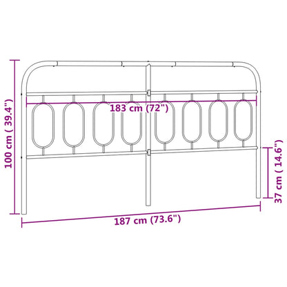 vidaXL Metal Replace Headboard Black 183 cm