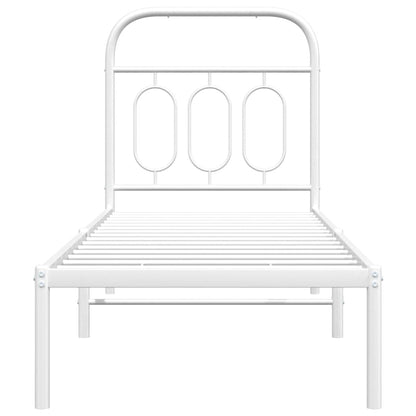 vidaXL Metal Bed Frame without Mattress with Headboard White 75x190cm